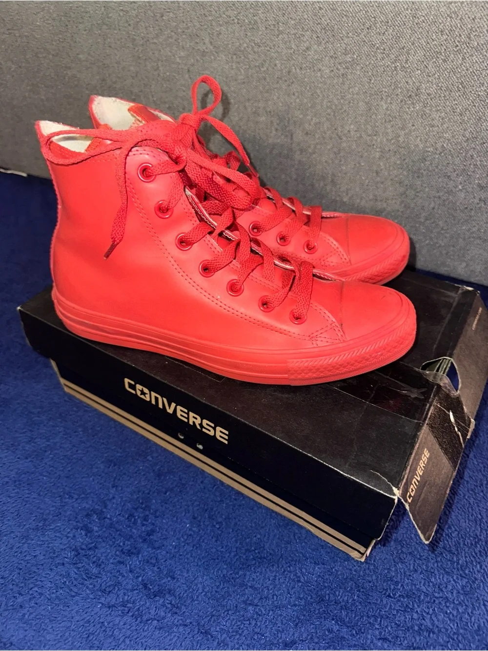 Converse All Star Chuck Taylor Rubber High Top Red Sneakers 5.5 Mens 7.5 Womens